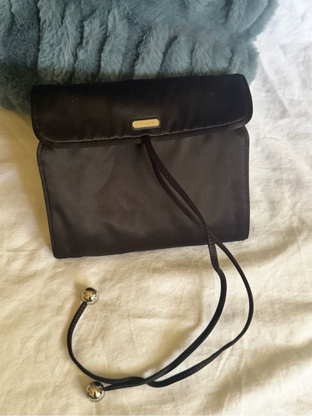 Coach Black Satin Travel Folding Jewelry Roll Organizer Case - Like New